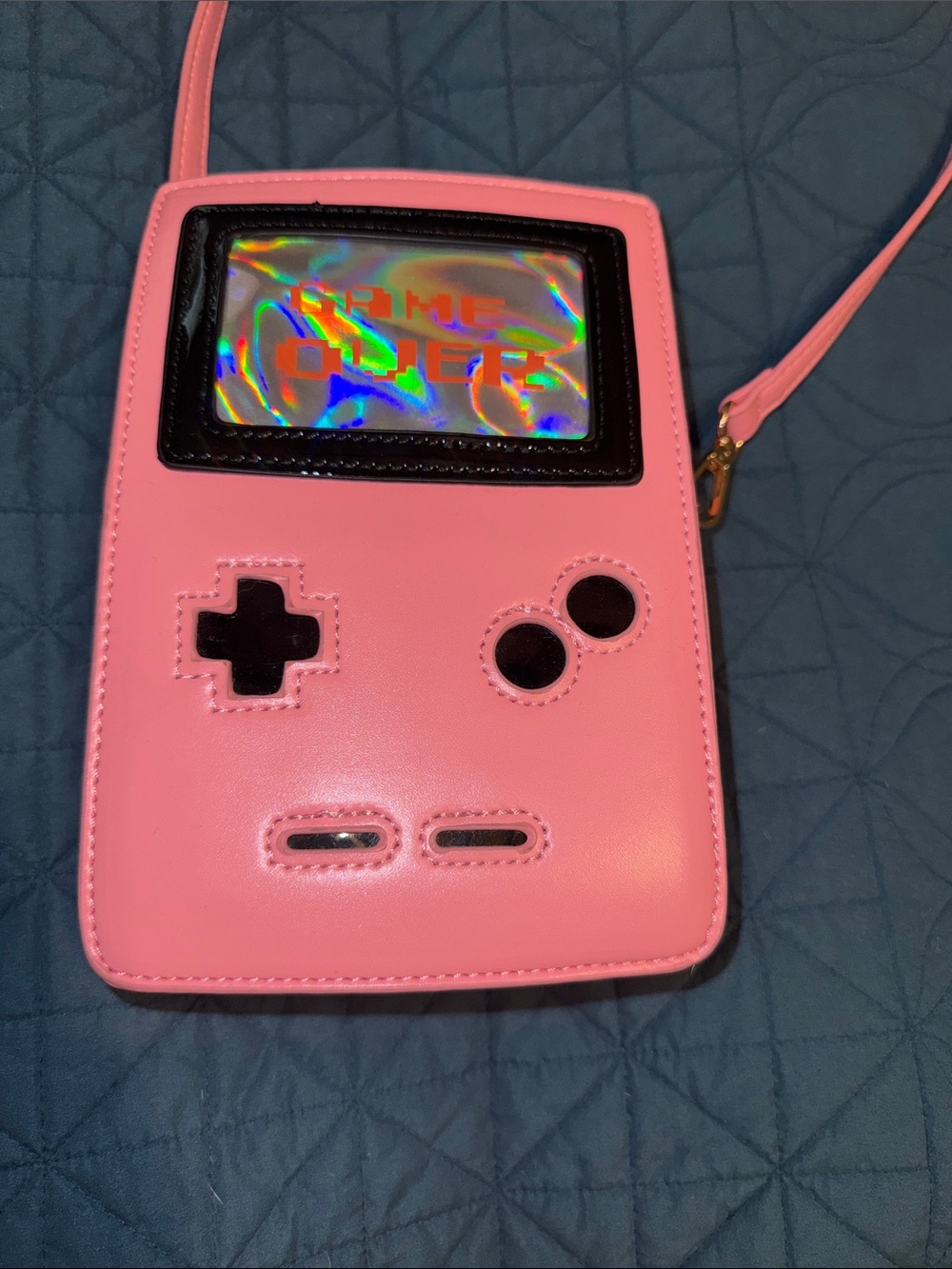 Pink Gamer Console Crossbody Bag with Holographic Screen